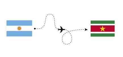 flyg och resor från Argentina till Surinam med passagerarflygplan vektor