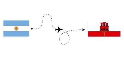 flyg och resa från argentina till gibraltar förbi passagerare flygplan resa begrepp vektor