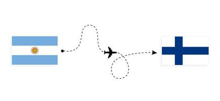 Flug und Reise von Argentinien nach Finnland mit dem Reisekonzept für Passagierflugzeuge vektor