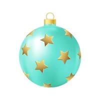 turkos jul träd leksak med gyllene stjärnor realistisk Färg illustration vektor