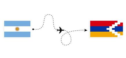 flyg och resa från argentina till Artsakh förbi passagerare flygplan resa begrepp vektor