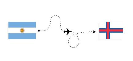 flyg och resa från argentina till faroe öar förbi passagerare flygplan resa begrepp vektor