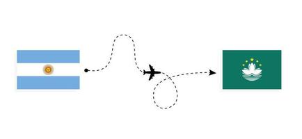 flyg och resa från argentina till macau förbi passagerare flygplan resa begrepp vektor