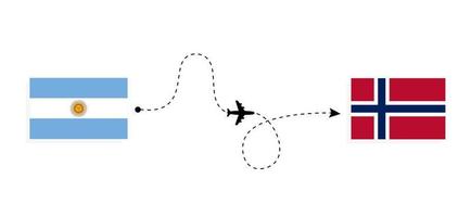 flyg och resor från argentina till norge med passagerarflygplan resekoncept vektor