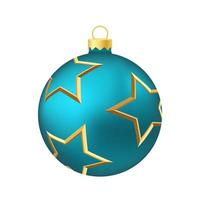 aqua blå julgran leksak eller boll volymetrisk och realistisk färg illustration vektor