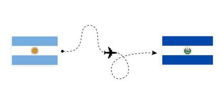 flug und reise von argentinien nach el salvador mit dem reisekonzept für das Passagierflugzeug vektor