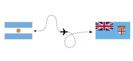flyg och resa från argentina till fiji förbi passagerare flygplan resa begrepp vektor