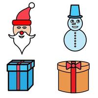 jul och ny år ikon uppsättning Semester santa claus snögubbe vektor
