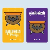 Lycklig halloween inbjudan design med pott vektor