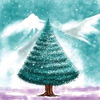 jul träd i vinter- Semester kort bakgrund vektor