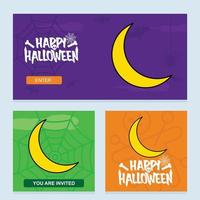 glückliches halloween-einladungsdesign mit mondvektor vektor