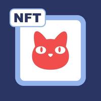 flache illustration des nft-konzeptes mit katze. nicht fungible Token und digitale Gegenstände mit Kryptokunst. Vektorvorratillustration. vektor