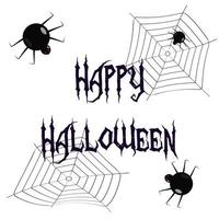 text happy halloween mit spinnen und spinnenweben banner einladung vektor