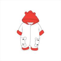 bebis overall i röd och vit med huva design för bebis reklam mall design vektor