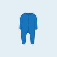 blå bebis overall i lång ärm design för bebis trasa reklam design vektor