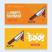 Lycklig halloween inbjudan design med kniv vektor