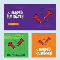 glückliches halloween-einladungsdesign mit knochenvektor vektor