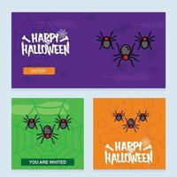 Lycklig halloween inbjudan design med Spindel vektor