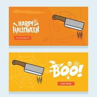 Lycklig halloween inbjudan design med kniv vektor