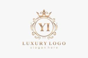 Anfangsbuchstabe Yi Royal Luxury Logo Vorlage in Vektorgrafiken für Restaurant, Lizenzgebühren, Boutique, Café, Hotel, heraldisch, Schmuck, Mode und andere Vektorillustrationen. vektor