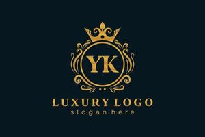 anfängliche yk-Buchstabe königliche Luxus-Logo-Vorlage in Vektorgrafiken für Restaurant, Lizenzgebühren, Boutique, Café, Hotel, heraldisch, Schmuck, Mode und andere Vektorillustrationen. vektor