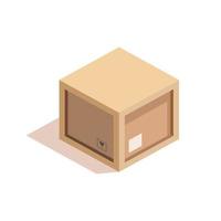braune geschlossene kartonlieferungsverpackungsbox mit zerbrechlichen zeichen auf holzpalette lokalisiert auf weißem hintergrundvektor vektor