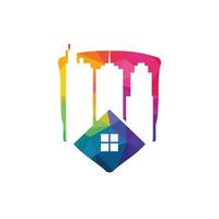 Immobilien-Vektor-Logo-Design. Haus und Gebäude-Vektor-Logo-Design-Vorlage. Baugrundstück-Logo mit Wolkenkratzern, Haus- oder Hauslogo-Design. vektor