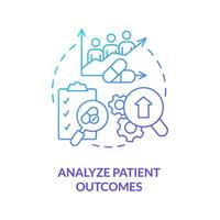 analysera patient resultat blå lutning begrepp ikon. förbättra kvalitet av sjukvård abstrakt aning tunn linje illustration. medicinsk behandling påverkan. isolerat översikt teckning. vektor