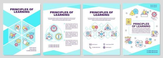principer av inlärning turkos broschyr mall. folder design med linjär ikoner. redigerbar 4 vektor layouter för presentation, årlig rapporterar.