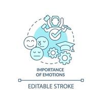 betydelse av känslor turkos begrepp ikon. studerande motivering. inlärning princip abstrakt aning tunn linje illustration. isolerat översikt teckning. redigerbar stroke. vektor