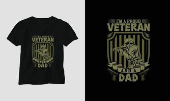 Veteranentag T-Shirt-Design mit dem Soldaten, der Flagge, den Waffen und dem Schädel. Vintage-Stil mit Grunge-Effekt vektor