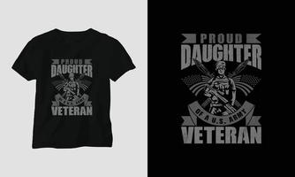 Veteranentag T-Shirt-Design mit dem Soldaten, der Flagge, den Waffen und dem Schädel. Vintage-Stil mit Grunge-Effekt vektor