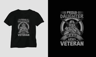 veteran- dag t-shirt design med de soldat, flagga, vapen, och skalle. årgång stil med grunge effekt vektor