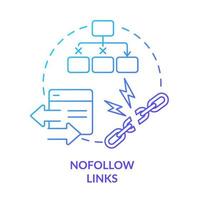 nofollow länkar blå lutning begrepp ikon. hyperlänk märka. Sök motor optimering princip abstrakt aning tunn linje illustration. isolerat översikt teckning. vektor