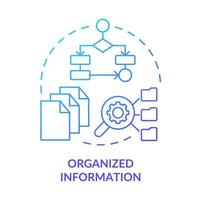 organiserad information blå lutning begrepp ikon. hemsida arkitektur. Sök motor optimering princip abstrakt aning tunn linje illustration. isolerat översikt teckning. vektor