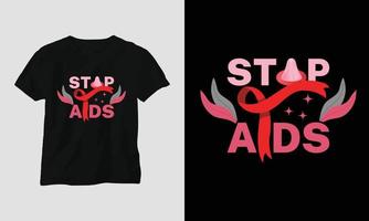 T-Shirt-Design zum Welt-Aids-Tag mit roten und rosafarbenen Farben und Aids-Zeichenband, Kondom vektor