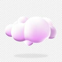 3D-Wolke isolierter Hintergrund. Rendern Sie ein weiches, rundes, flauschiges Wolkensymbol. 3D geometrische Form. 3D-Plastikwolke. realistische flauschige wolke. Vektor-Illustration vektor