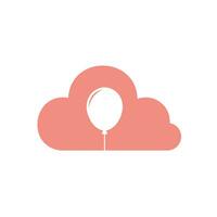 heliumballon und wolkenlogodesign. symbol für urlaub, positives ereignis, freiheit. vektor