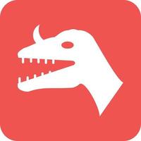 Dinosaurier Gesicht Glyphe rundes Hintergrundsymbol vektor