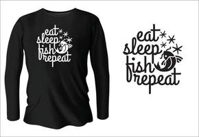 Essen Sie Schlaffische wiederholen T-Shirt-Design mit Vektor