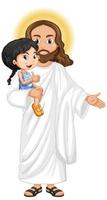 Jesus trägt ein kleines Mädchen vektor