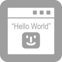 Hallo Weltprogramm Glyphe rundes Hintergrundsymbol vektor