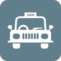 Taxi-Glyphe rundes Hintergrundsymbol vektor