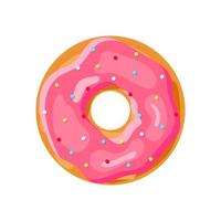 Donut mit rosa Zuckerguss. Donut-Symbol. Vektor-Illustration isoliert auf weißem Hintergrund vektor