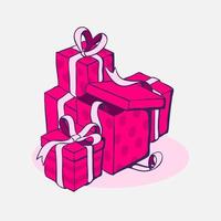 hand gezeichnete geschenkbox-vektorillustration. geeignet für gestaltungselement von weihnachtsbanner, geburtstagsfeiergrußkarte und valentinstagdekoration. vektor