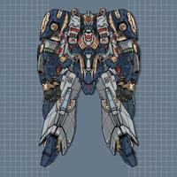 mobil bekämpa gundam konst mecha robot byggt förbi huvud ärm kropp ben vapen illustration vektor