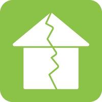 jordbävning slå hus glyf runda bakgrund ikon vektor