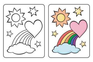 lära sig till Färg regnbåge, kärlek, moln, Sol och stjärnor vektor