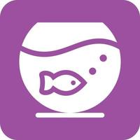 Fish Bowl Glyphe rundes Hintergrundsymbol vektor