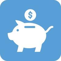 Piggy Bank Glyphe rundes Hintergrundsymbol vektor